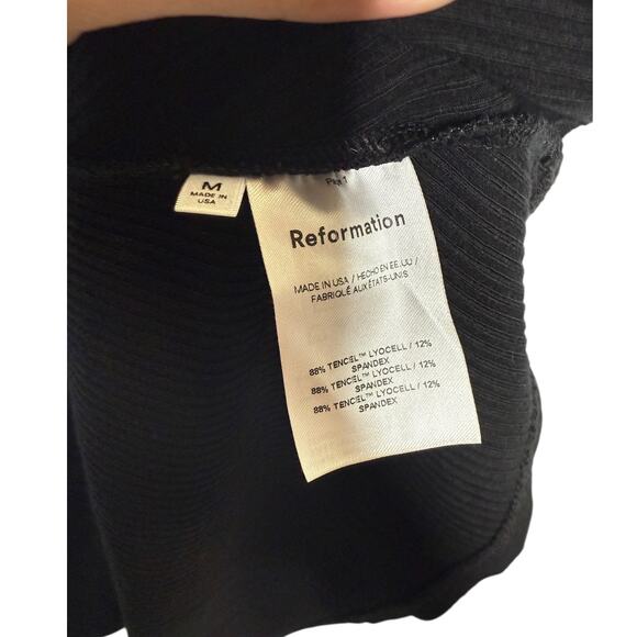 Reformation Pete Ribbed Knit Sleeveless Collared Mini Dress Black Womens Size M - Picture 7 of 7